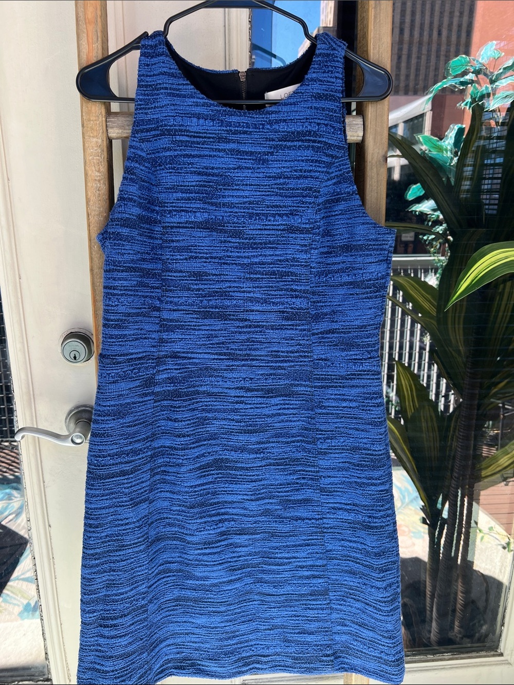 LOFT Royal Blue Textured Sleeveless Shift Dress